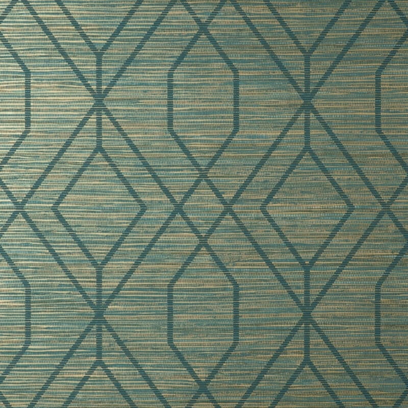 Fusion Trellis Metallic Wallpaper - Teal - Crown - M1773 - Premier Wallcovering