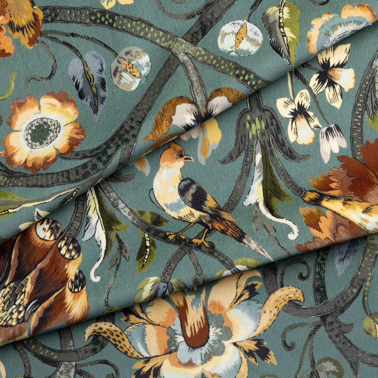 Gaia Velvet Fabric -  Prussian - House of Hackney - 1-FA-GAI-VE-PRU-XXX-XXX - Premier Wallcovering