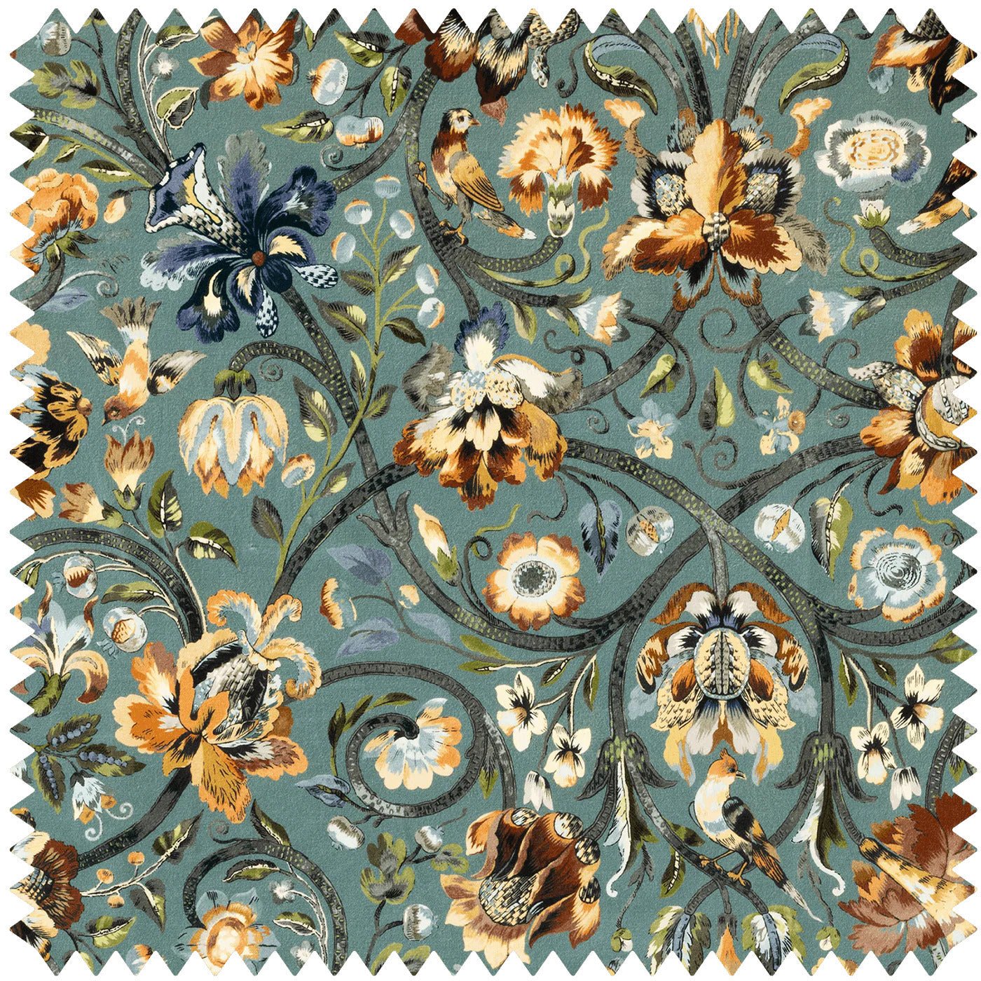 Gaia Velvet Fabric -  Prussian - House of Hackney - 1-FA-GAI-VE-PRU-XXX-XXX - Premier Wallcovering