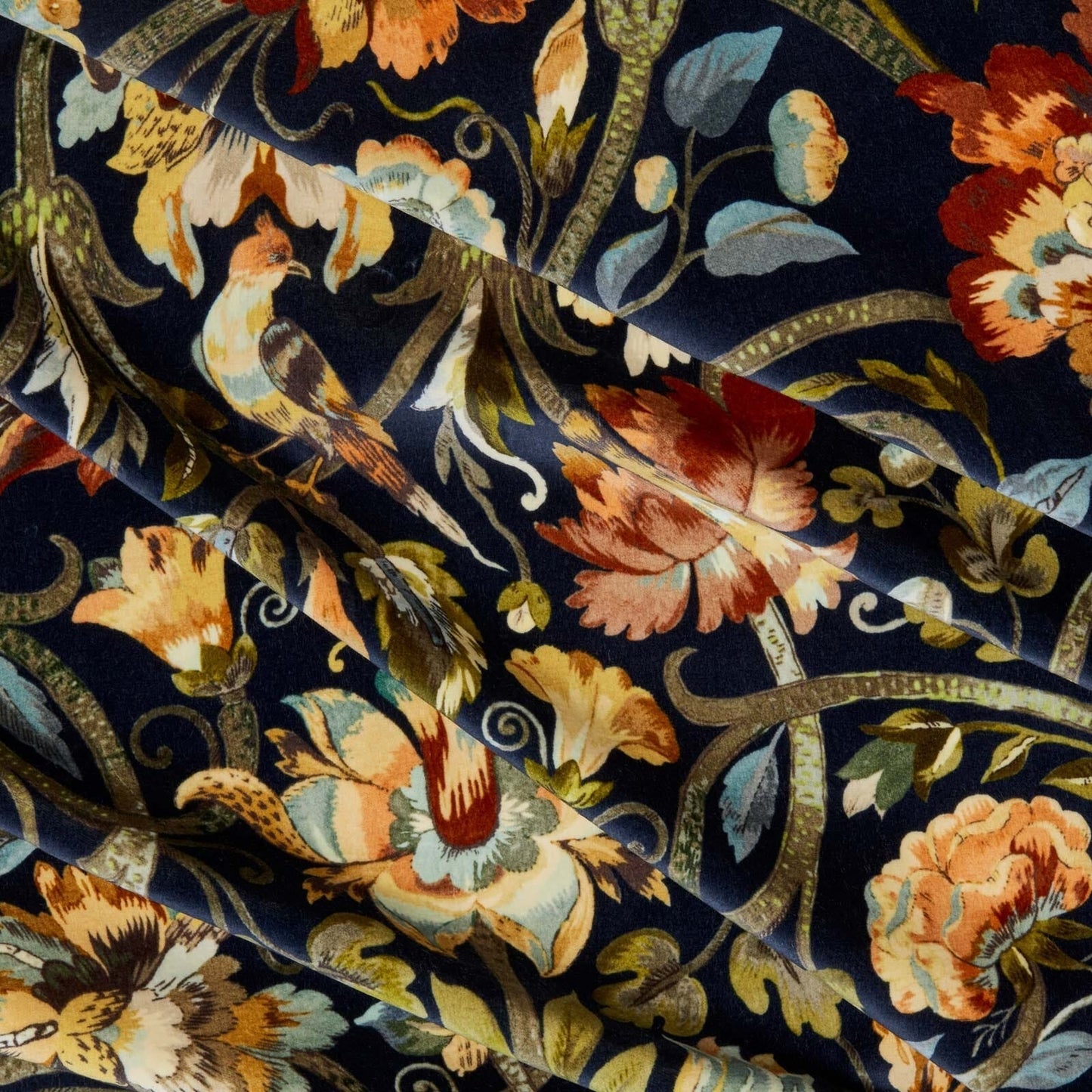 Gaia Velvet Fabric -  Midnight - House of Hackney - 1-FA-GAI-VE-MID-XXX-XXX - Premier Wallcovering