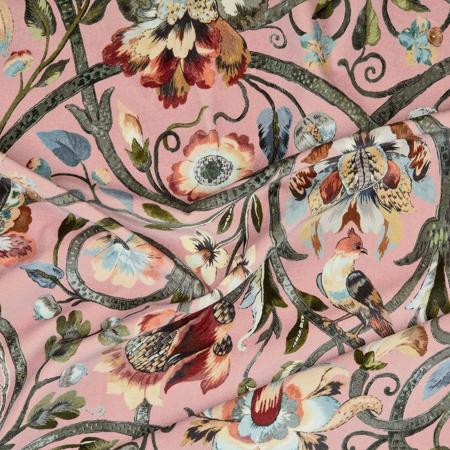 Gaia Velvet Fabric -  Blush - House of Hackney - 1-FA-GAI-VE-BLS-XXX-XXX - Premier Wallcovering