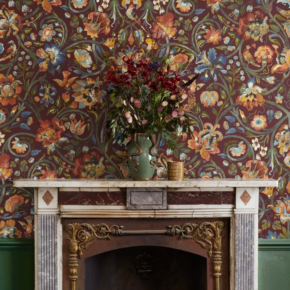 Gaia Wallpaper - Vermillion - House of Hackney - 1 - WA - GAI - DI - VER - XXX - Premier Wallcovering