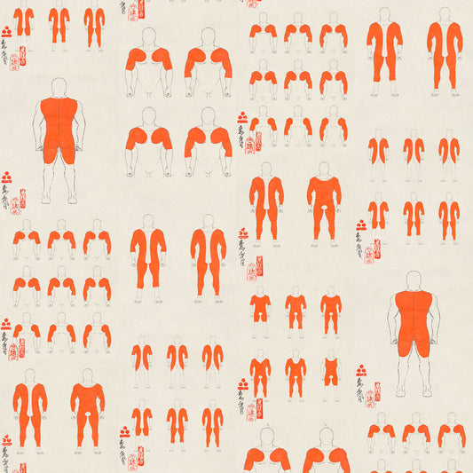 Gakubori Wallpaper - Orange - NLXL - KSO - 02 - Premier Wallcovering