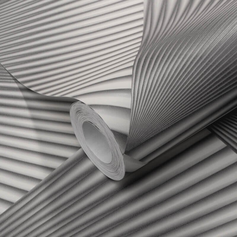 Gala 3D Effect Fan Metallic Wallpaper - Grey - Erismann - 10404 - 10 - Premier Wallcovering
