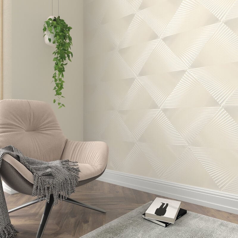 Gala 3D Effect Fan Metallic Wallpaper - Cream - Erismann - 10404 - 14 - Premier Wallcovering