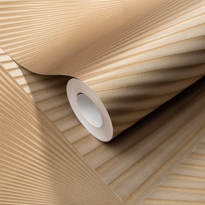 Gala 3D Effect Fan Metallic Wallpaper - Gold - Erismann - 10404 - 30 - Premier Wallcovering