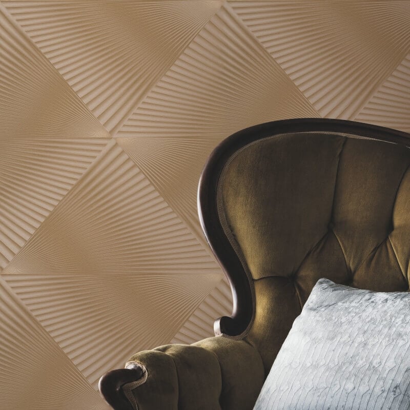 Gala 3D Effect Fan Metallic Wallpaper - Gold - Erismann - 10404 - 30 - Premier Wallcovering