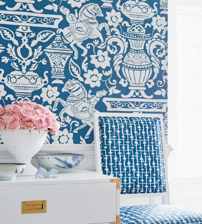 Galway Wallpaper - Blue - Thibaut - T14361 - Premier Wallcovering
