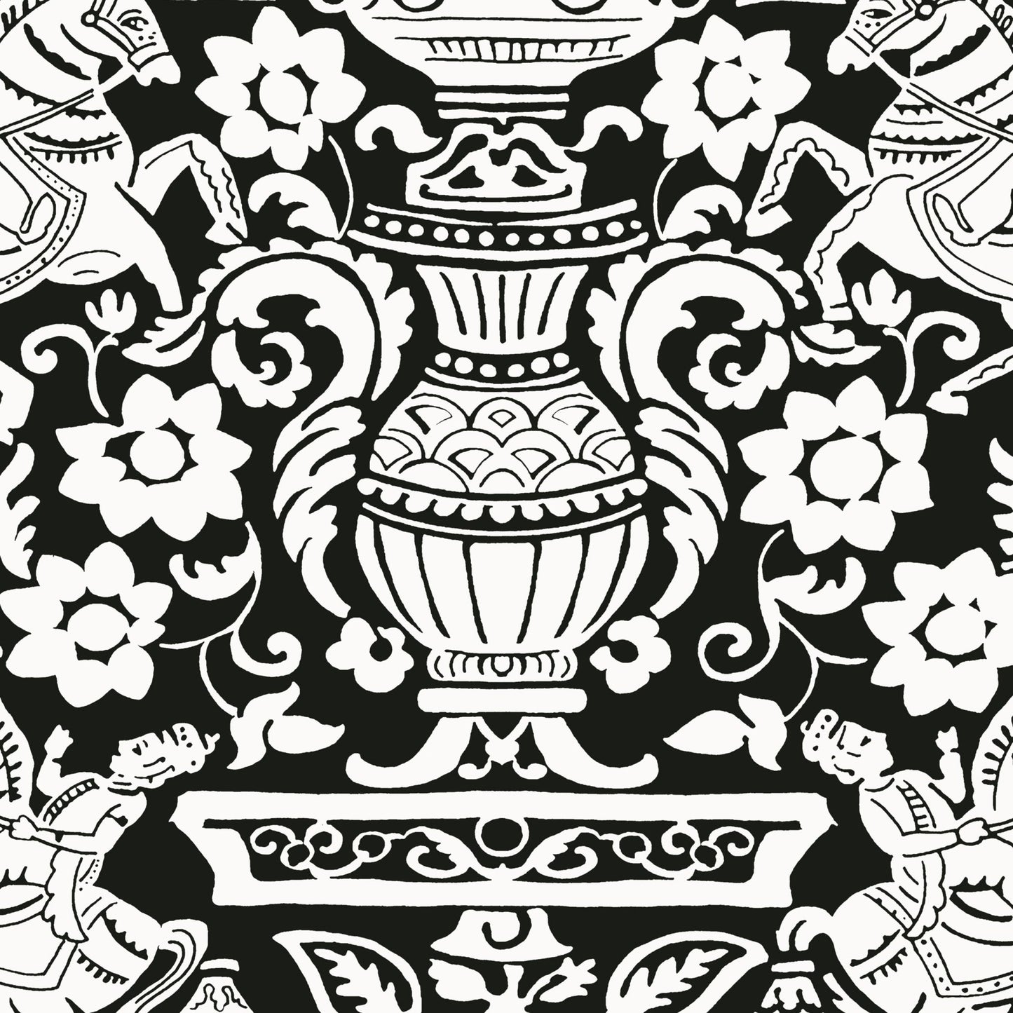 Galway Wallpaper - Black - Thibaut - T14365 - Premier Wallcovering