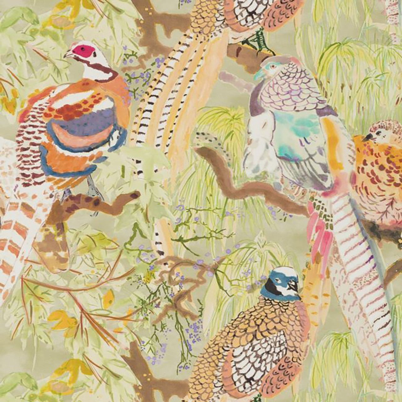 Game Birds Wallpaper - Multi - Mulberry Home - FG085/Y101 - Premier Wallcovering