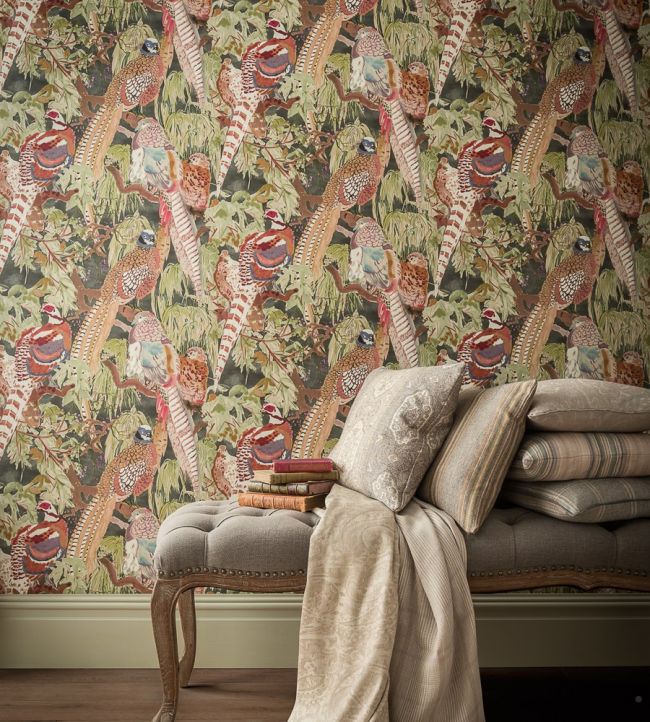 Game Birds Wallpaper - Charcoal - Mulberry Home - FG085/A101 - Premier Wallcovering