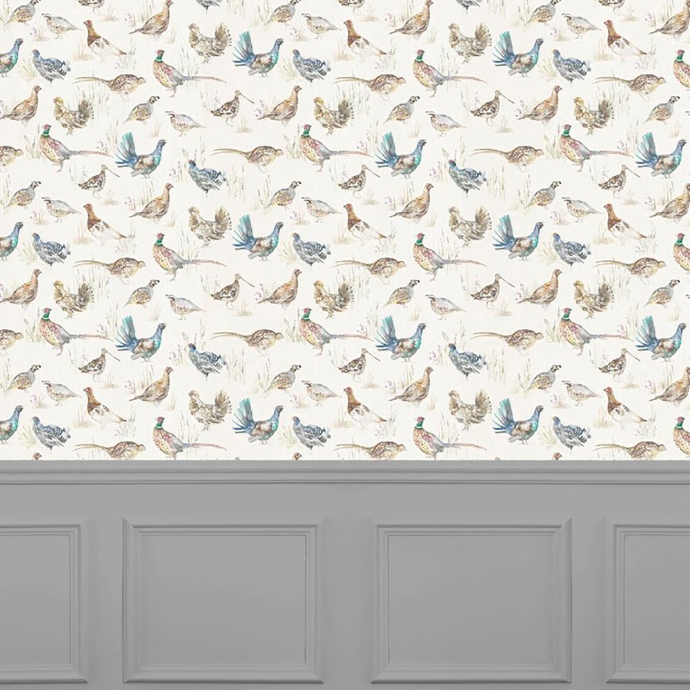Game Birds Wallpaper - Cream - Voyage Maison - GAMEBIR/WPO/CRE - Premier Wallcovering