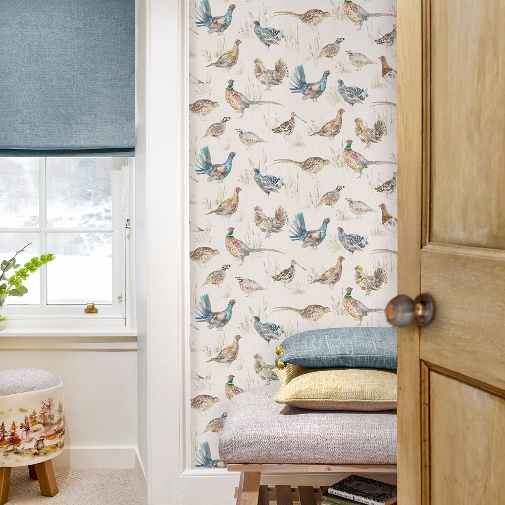 Game Birds Wallpaper - Linen - Voyage Maison - GAMEBIR/WPO/LIN - Premier Wallcovering