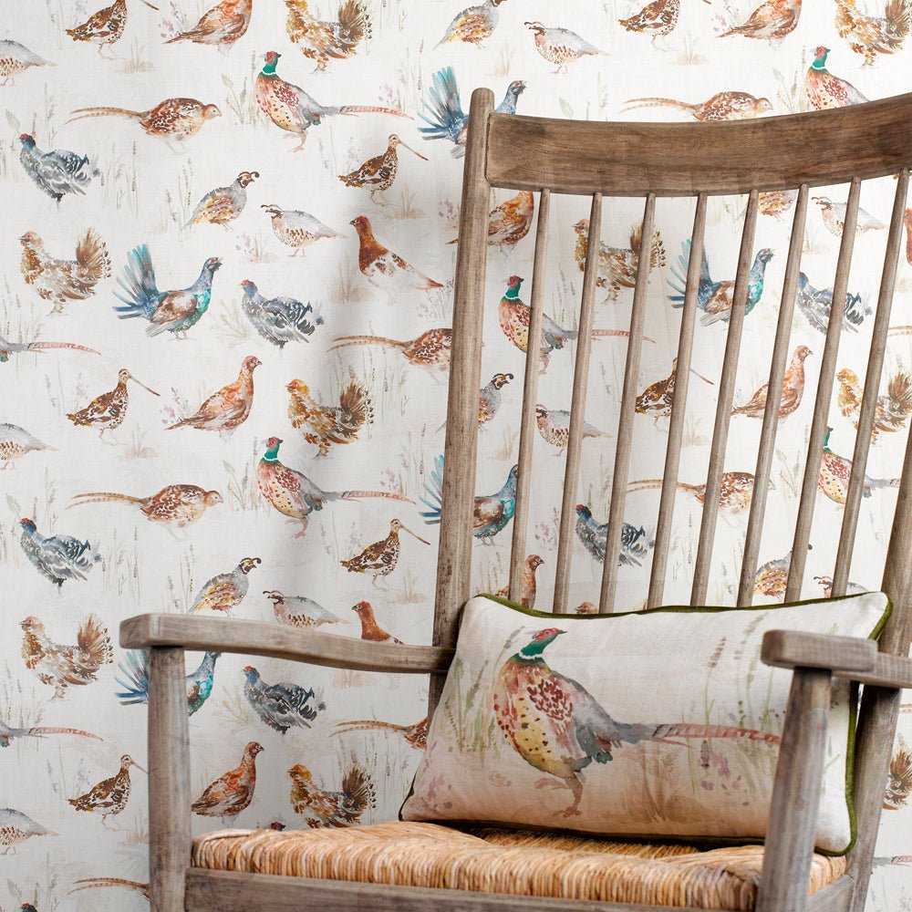 Game Birds Wallpaper - Cream - Voyage Maison - GAMEBIR/WPO/CRE - Premier Wallcovering