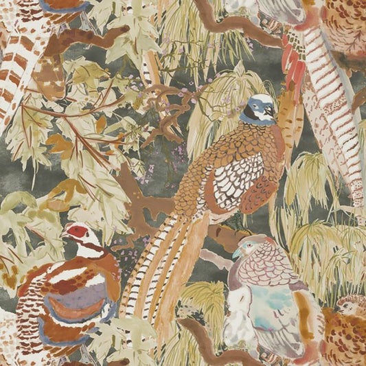 Game Birds Wallpaper - Charcoal - Mulberry Home - FG085/A101 - Premier Wallcovering