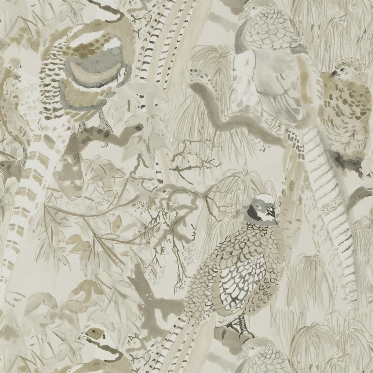Game Birds Wallpaper - Stone - Mulberry Home - FG085/K102 - Premier Wallcovering