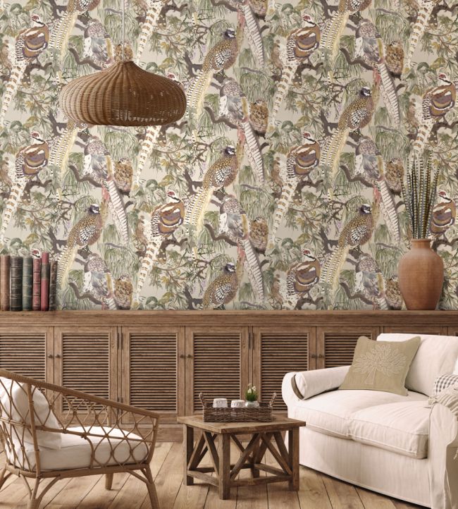 Game Birds Wallpaper - Charcoal - Mulberry Home - FG101/A101 - Premier Wallcovering