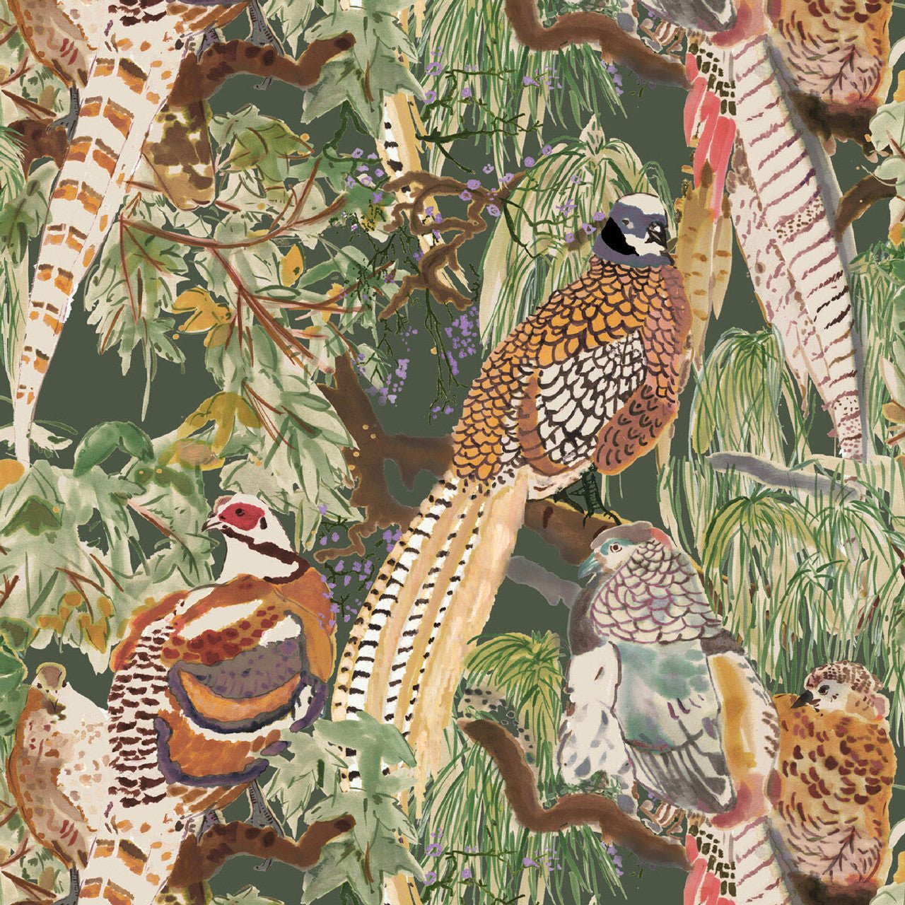 Game Birds Wallpaper - Forest - Mulberry Home - FG101/R102 - Premier Wallcovering