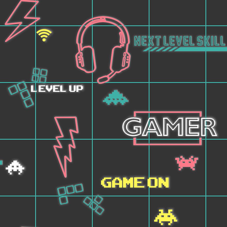 Gamer Wallpaper - Black/Neon Pink - Holden Décor - 13311 - Premier Wallcovering