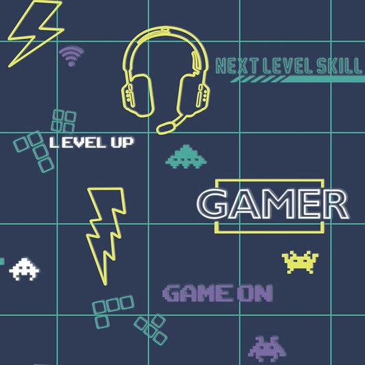 Gamer Wallpaper - Navy/Neon Yellow - Holden Décor - 13310 - Premier Wallcovering