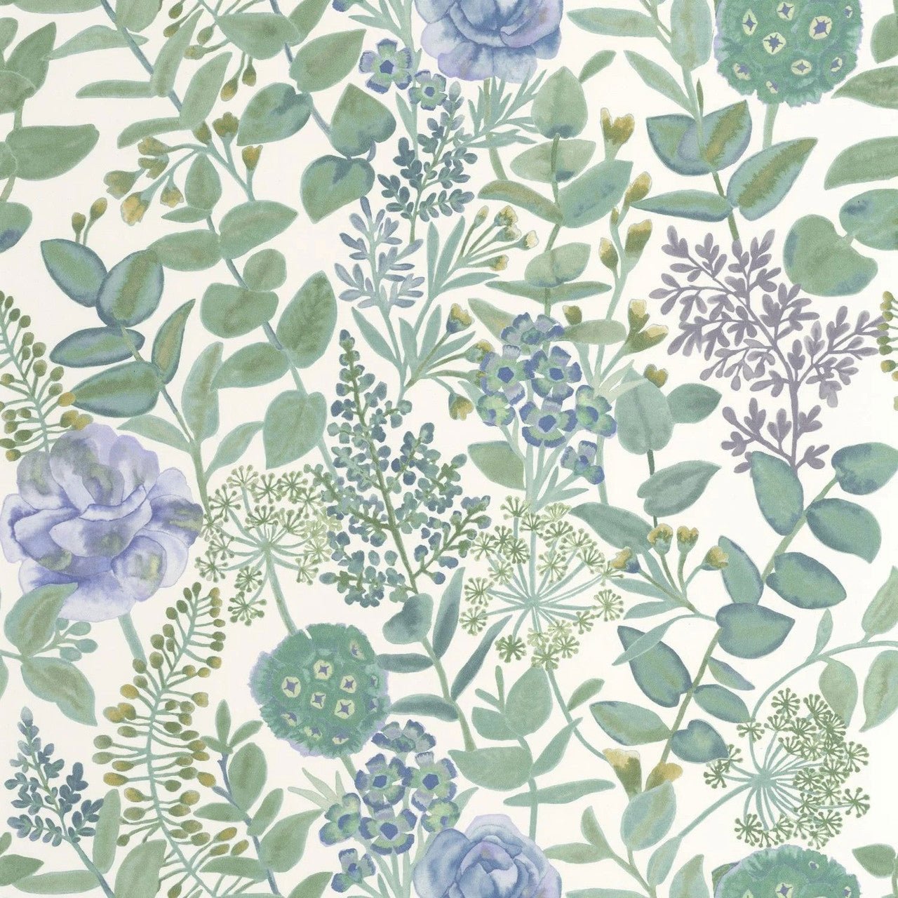 Garden Flowers Soliflore Wallpaper - Bleu / Vert - Casadeco - 200316776 - Premier Wallcovering