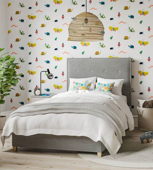 Garden Friends Wallpaper - Poppy/Ochre/Leaf - HLTF112635 - Harlequin - Premier Wallcovering