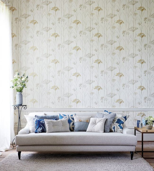 Gardinum Wallpaper - Ivory & Gold - HPOW110554 - Harlequin - Premier Wallcovering