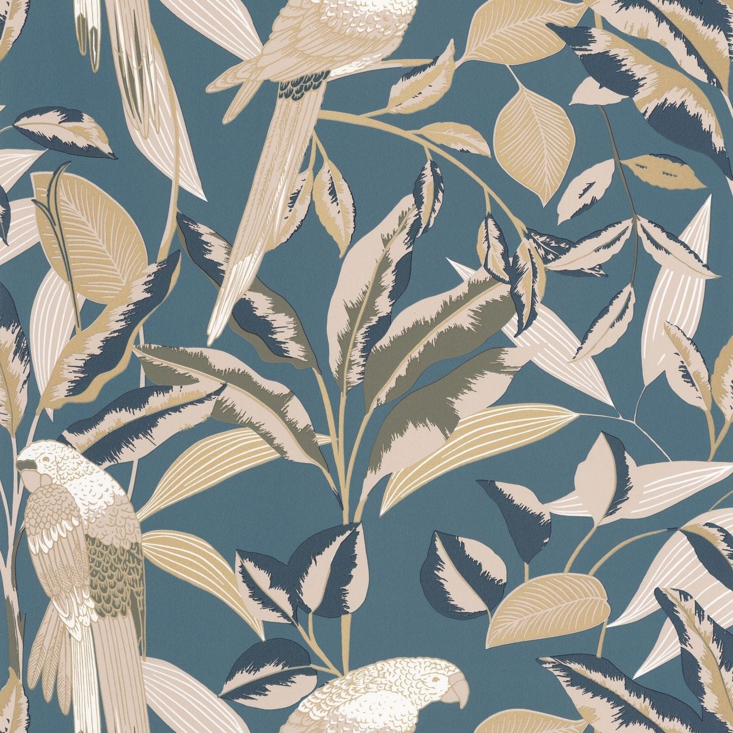 Gary Wallpaper - Bleu Paon - Caselio - 103796231 - Premier Wallcovering