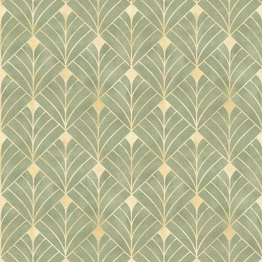 Gatsby Wallpaper - Olive and Vintage Gold - LAN100197 - Lucie Annabel - Premier Wallcovering