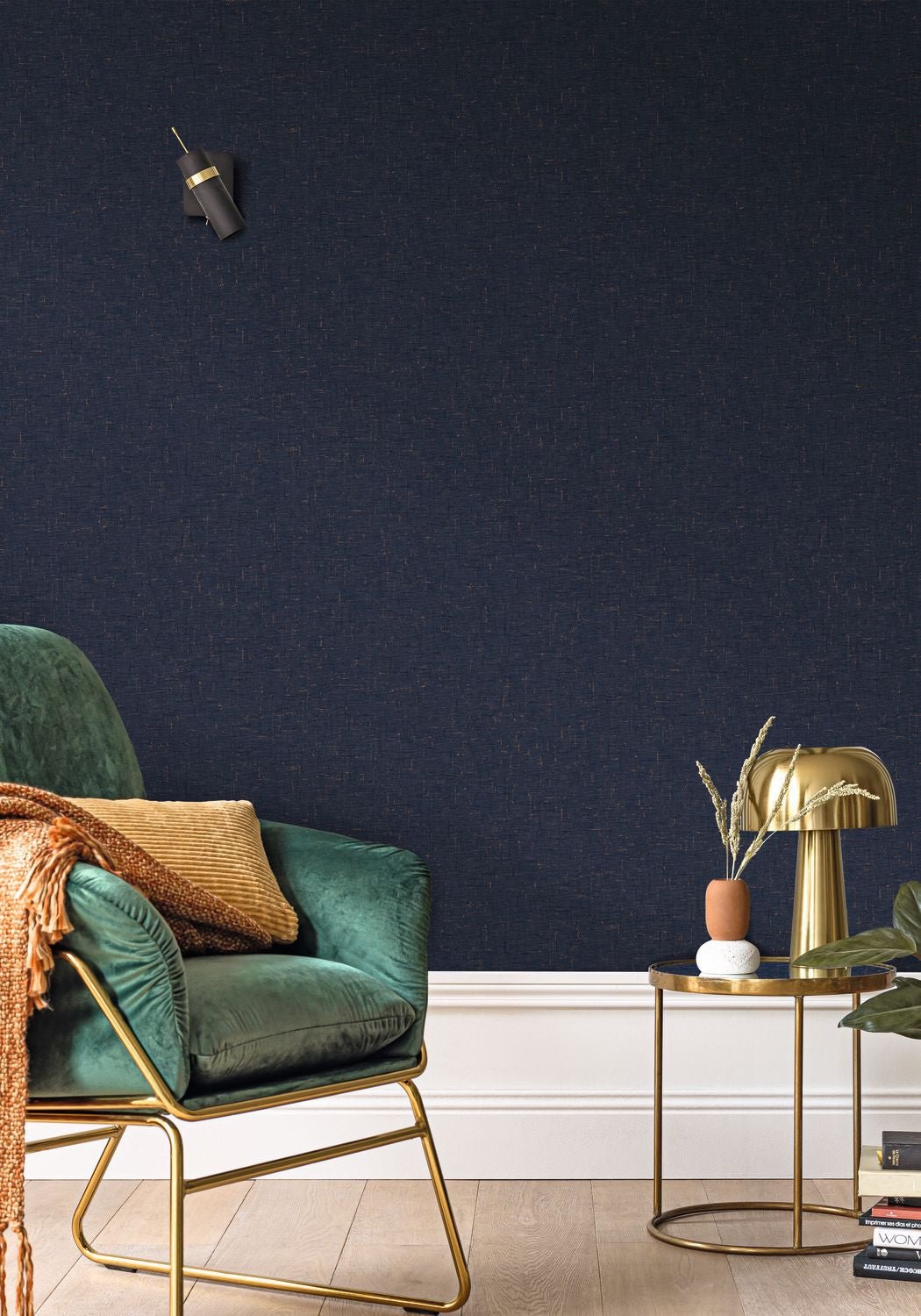 Gaze Metal Wallpaper - Bleu Nuit - Caselio - 103776552 - Premier Wallcovering