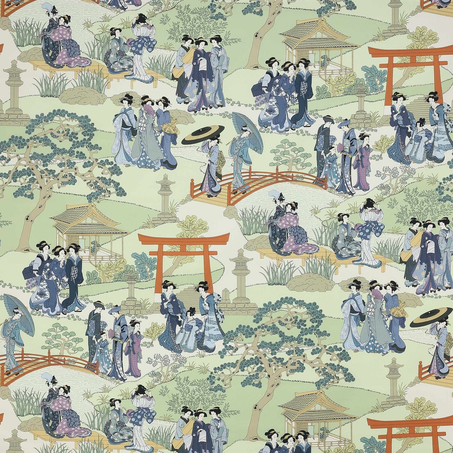 Geishas Fabric - Indigo - Manuel Canovas - M4049-01 - Premier Wallcovering