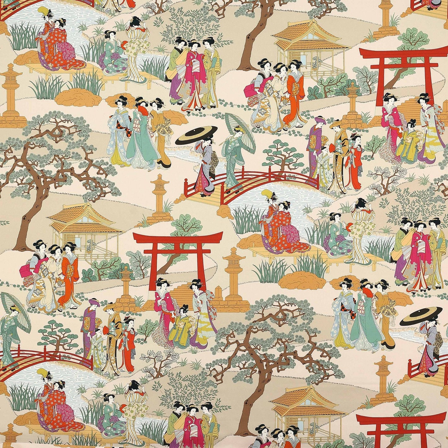 Geishas Fabric - Fuchsia - Manuel Canovas - M4049-02 - Premier Wallcovering