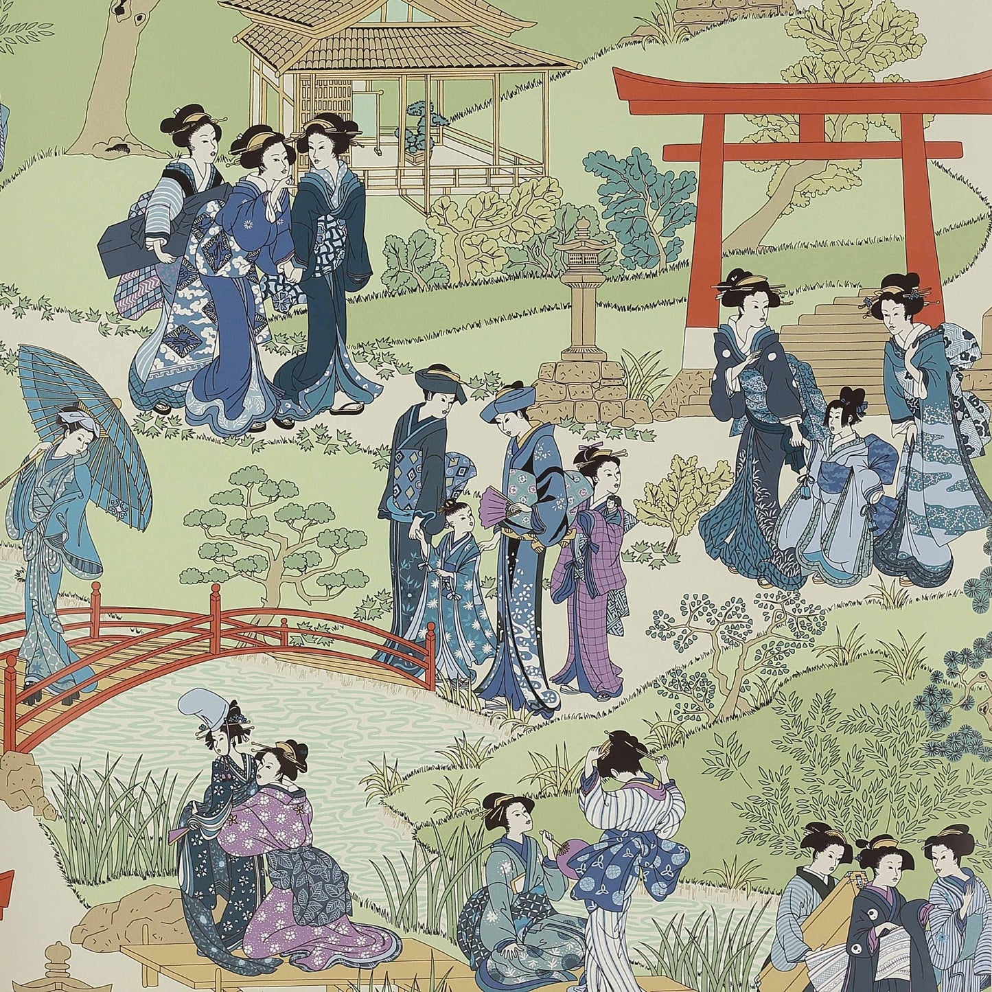 Geishas Wallpaper - Indigo - Manuel Canovas - 03092-01 - Premier Wallcovering