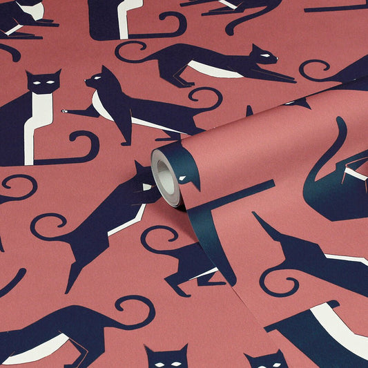 Geo Cat Wallpaper - Pink - Furn - GEOCAT/WP1/PNK - Premier Wallcovering
