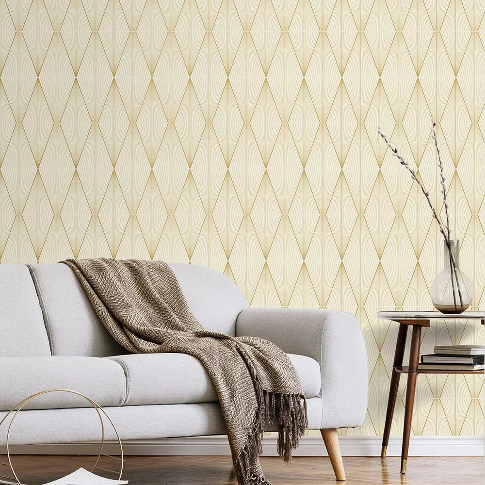 Geo Diamond Wallpaper - Goldenrod - NextWall - NW55805 - Premier Wallcovering