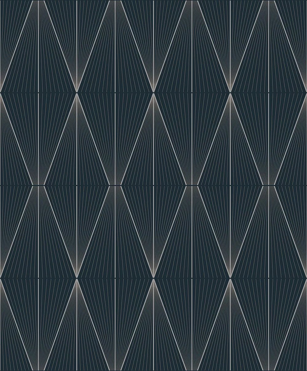 Geo Diamond Wallpaper - Blue Denim & Pewter - NextWall - NW55802 - Premier Wallcovering