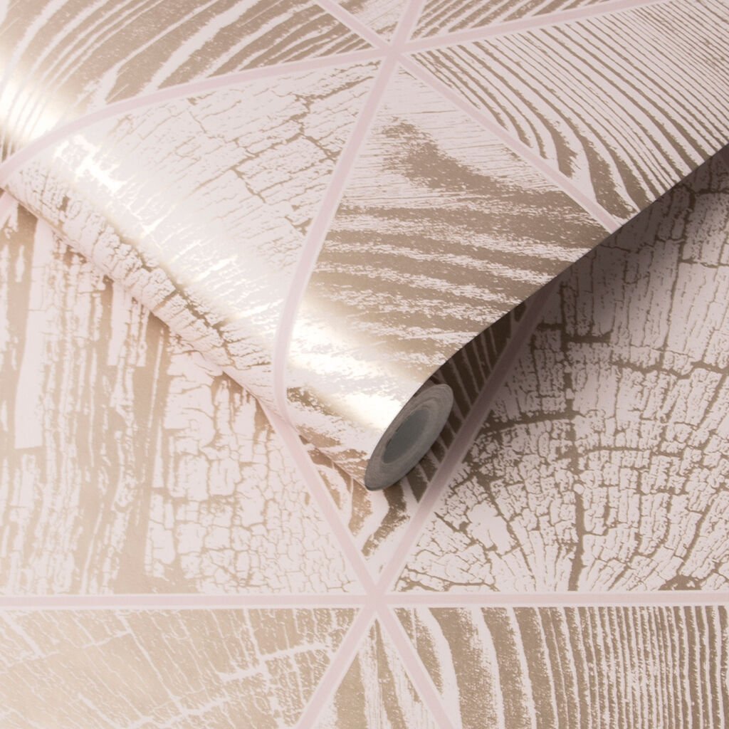 Geo Grain Wallpaper - Blush Rose Gold - Graham & Brown - 105241 - Premier Wallcovering
