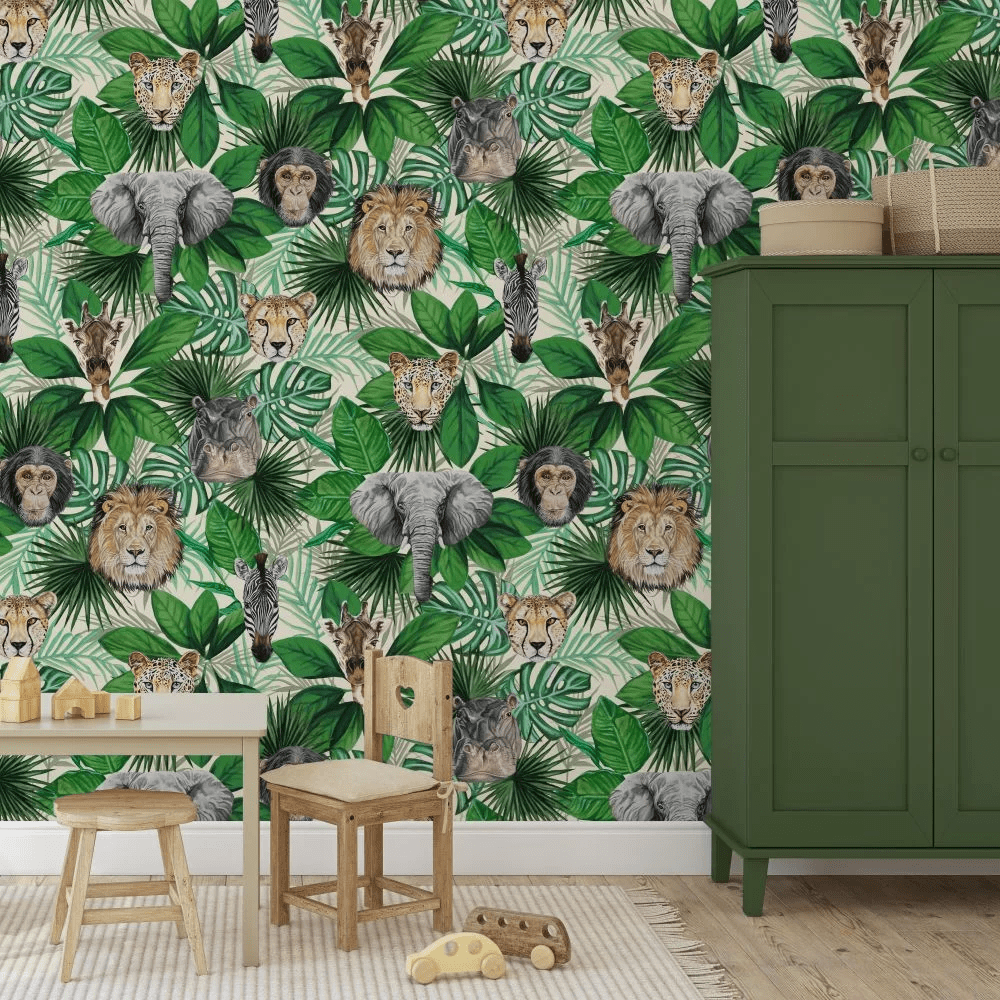 Geoffrey & Friends Wallpaper - Cream - The Graduate Collection - AB1JUNGLENATURAL - Premier Wallcovering