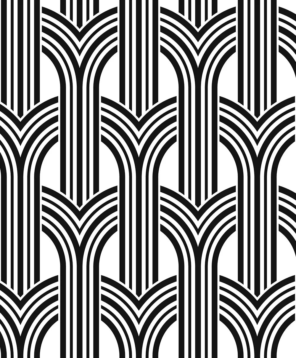 Geometric Arches Wallpaper - Ebony & Lace - NextWall - NW59520 - Premier Wallcovering