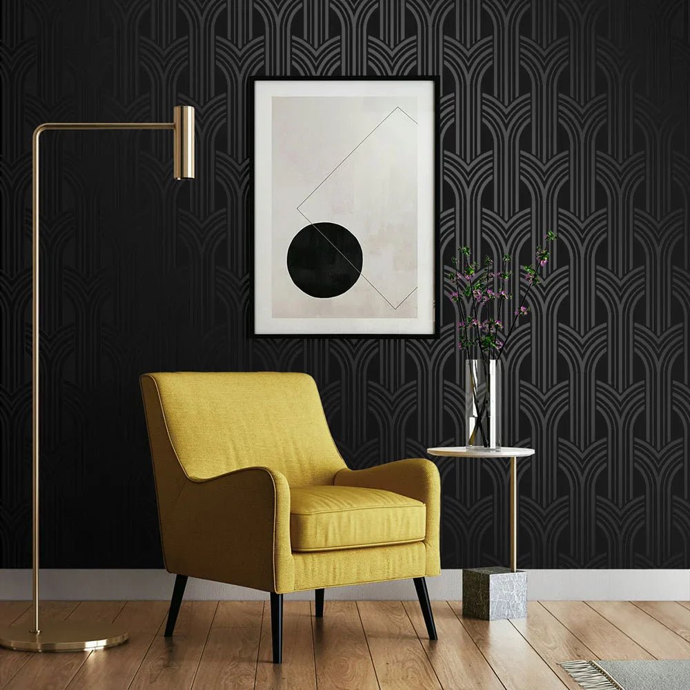 Geometric Arches Wallpaper - Onyx - NextWall - NW59500 - Premier Wallcovering
