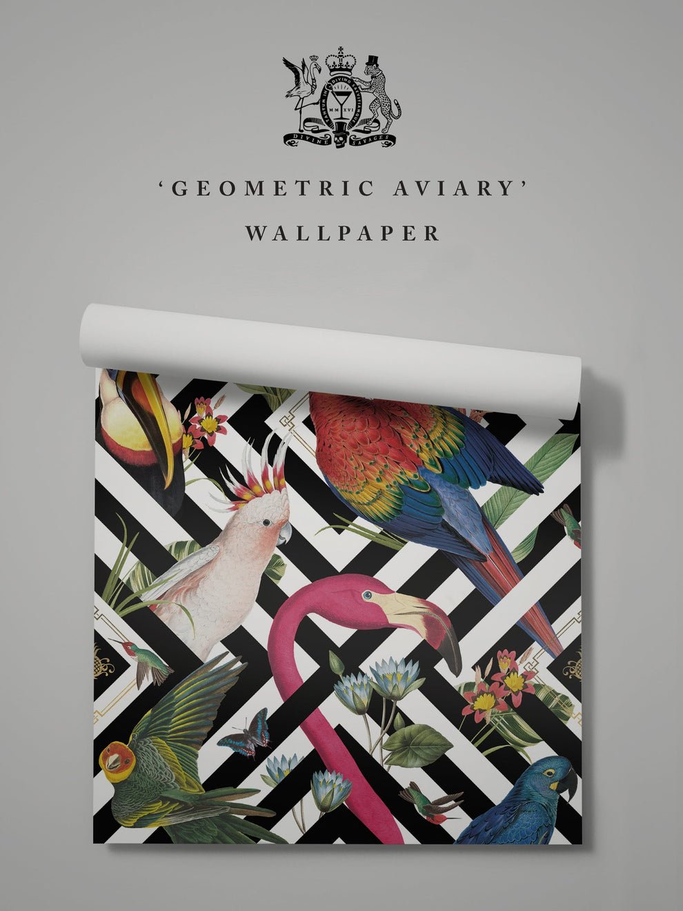 Geometric Aviary Wallpaper - Multi - Divine Savages - DVS004-GEO-WR - Premier Wallcovering