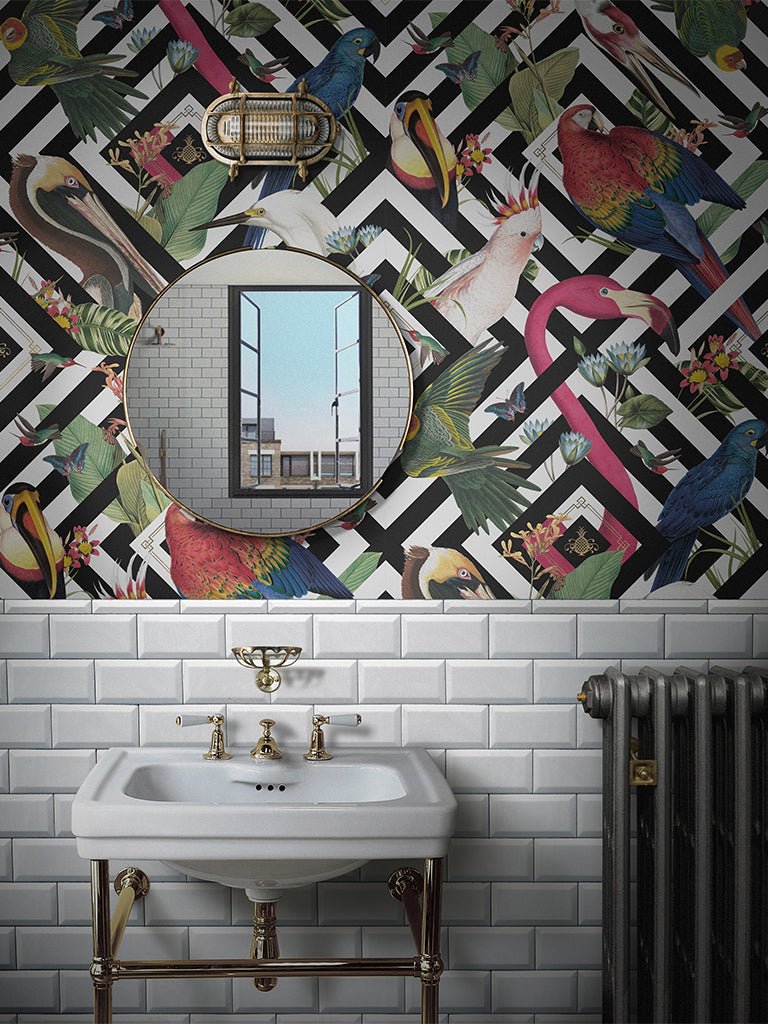 Geometric Aviary Wallpaper - Multi - Divine Savages - DVS004-GEO-WR - Premier Wallcovering