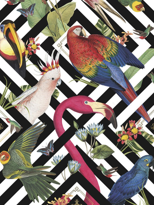 Geometric Aviary Wallpaper - Multi - Divine Savages - DVS004-GEO-WR - Premier Wallcovering
