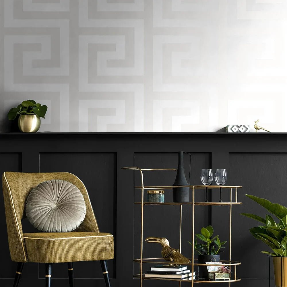 Geometric Maze Wallpaper - Pearl - NextWall - NW59410 - Premier Wallcovering