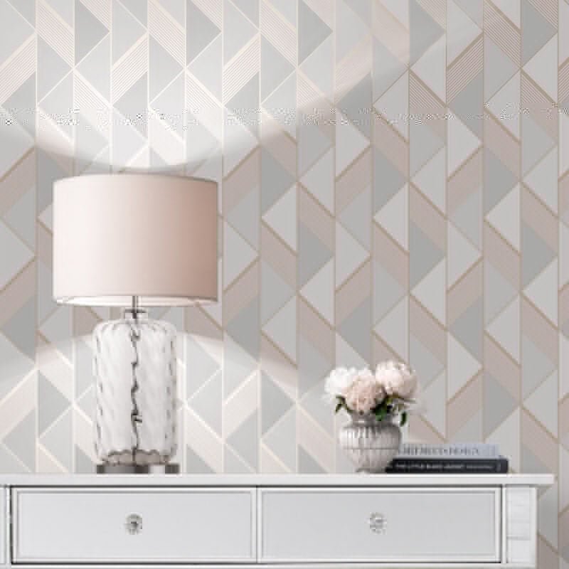 Geometric Metallic Wallpaper - Grey/Rose Gold - Lipsy London - 144902 - Premier Wallcovering