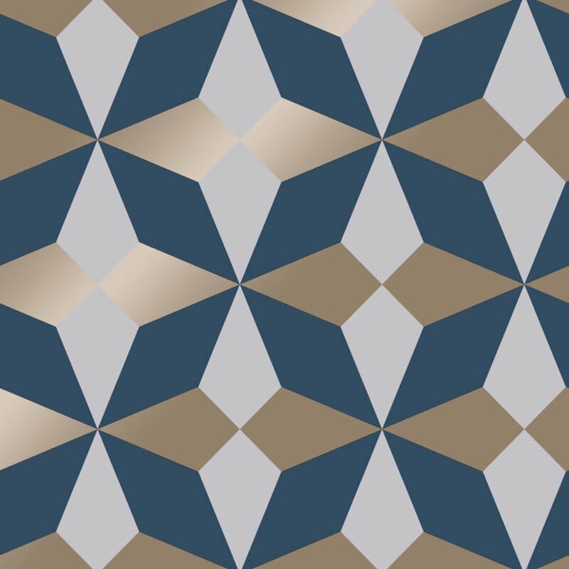 Geometric Metallic Wallpaper - Navy/Gold - Fine Décor - FD42548 - Premier Wallcovering