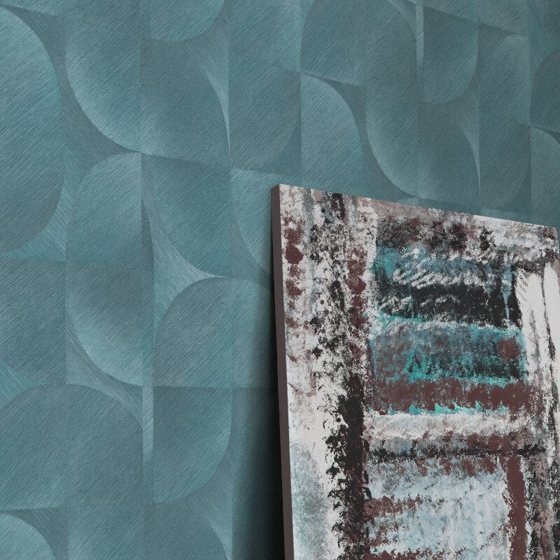 Geometric Tile Abstract Wallpaper - Teal - Erismann - 10392 - 19 - Premier Wallcovering