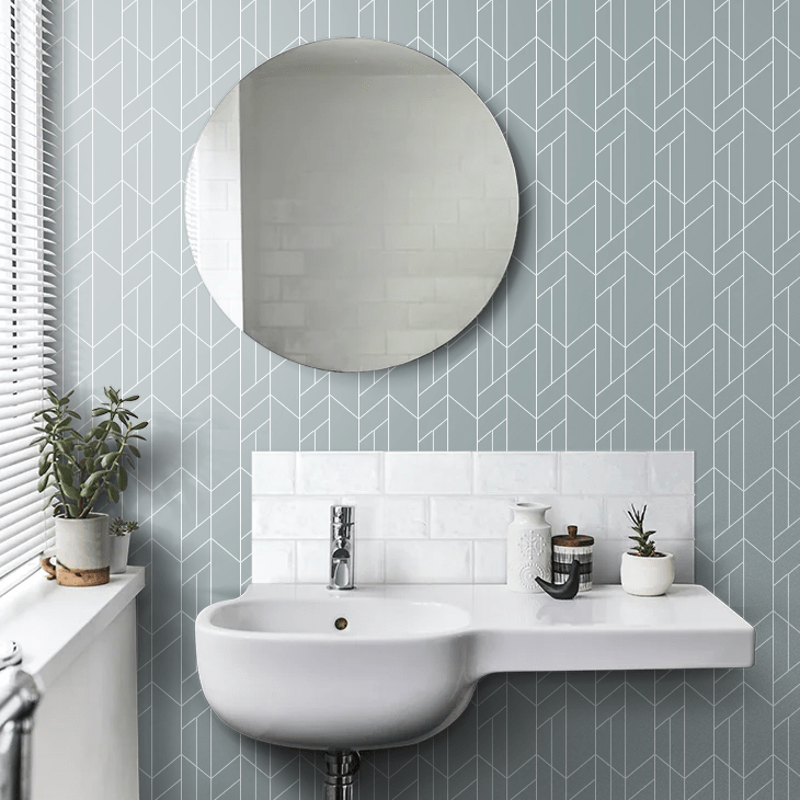 Geometry Wallpaper - Light Blue - NextWall - NW56802 - Premier Wallcovering