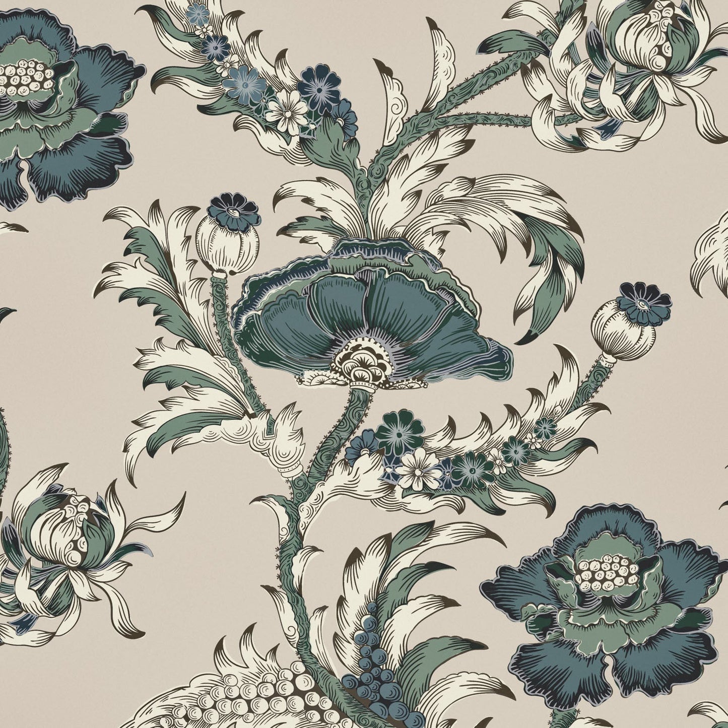 Georgiana Wallpaper - Stone - Warner House - Premier Wallcovering