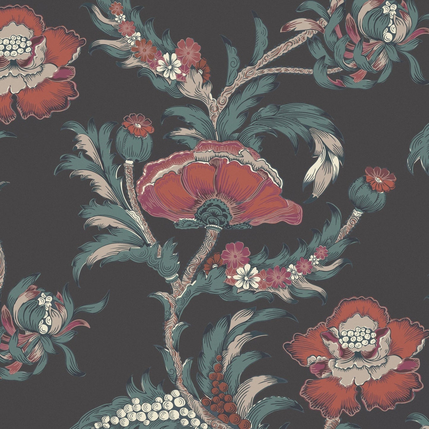 Georgiana Wallpaper - Jet - Warner House - Premier Wallcovering